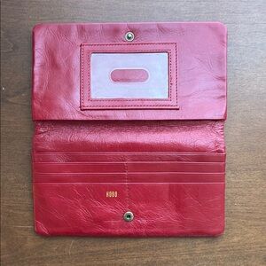 Hobo Red Leather Wallet with Zipper